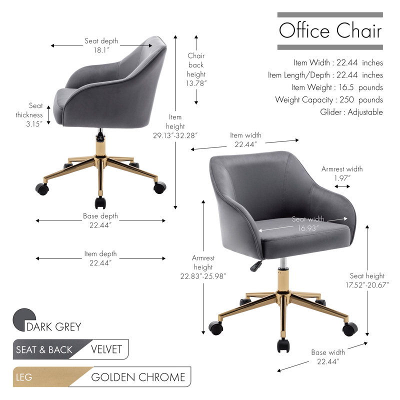 Chaise de bureau Centrahoma, Gris foncé