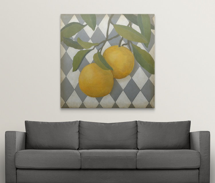 «Fruit and Pattern IV» par Megan Meagher, impression, H 35 po x l 35 po x P 1,5 po, Toile