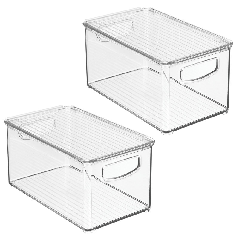 mDesign Plastic Storage Bin Box Container, Lid and Handles, 6, 5.2" H x 10.67" W x 6.16" D
