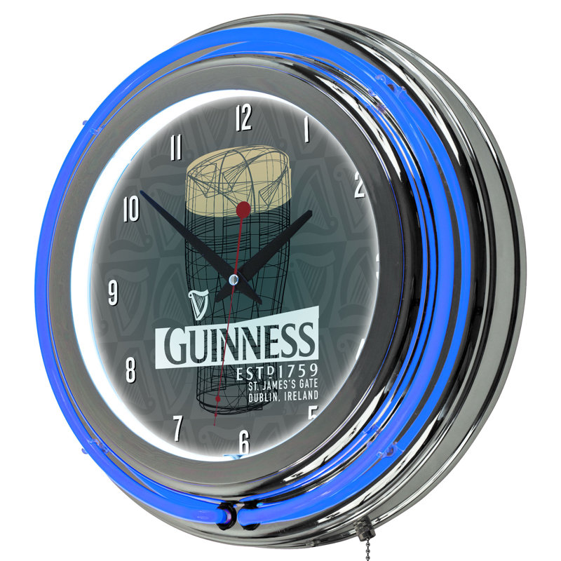 Horloge murale 14,5 po guinness line art pinte