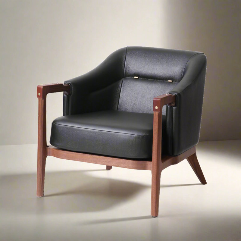 Alva Leather Armchair, Natural Walnut, Green