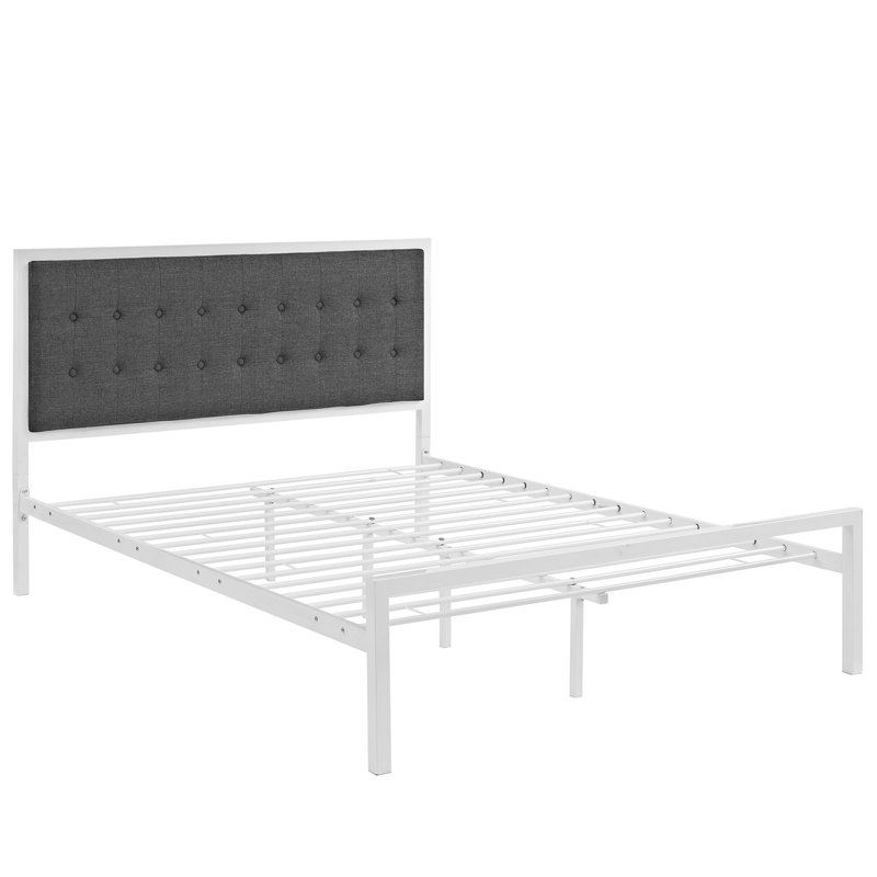 Modway Millie Bed Frame, King, White, Gray