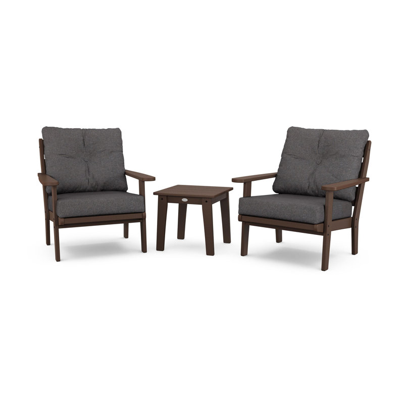 Lakeside 3-Piece Deep Seating Chair Set, Ash Charcoal, Mahogany