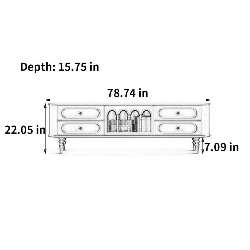 Meuble télé style français French Cream, 78.74"