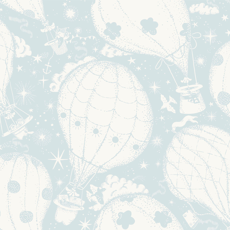 Galerie Resan Ballongerna Hot Air Baloons Wallpaper, Light Blue