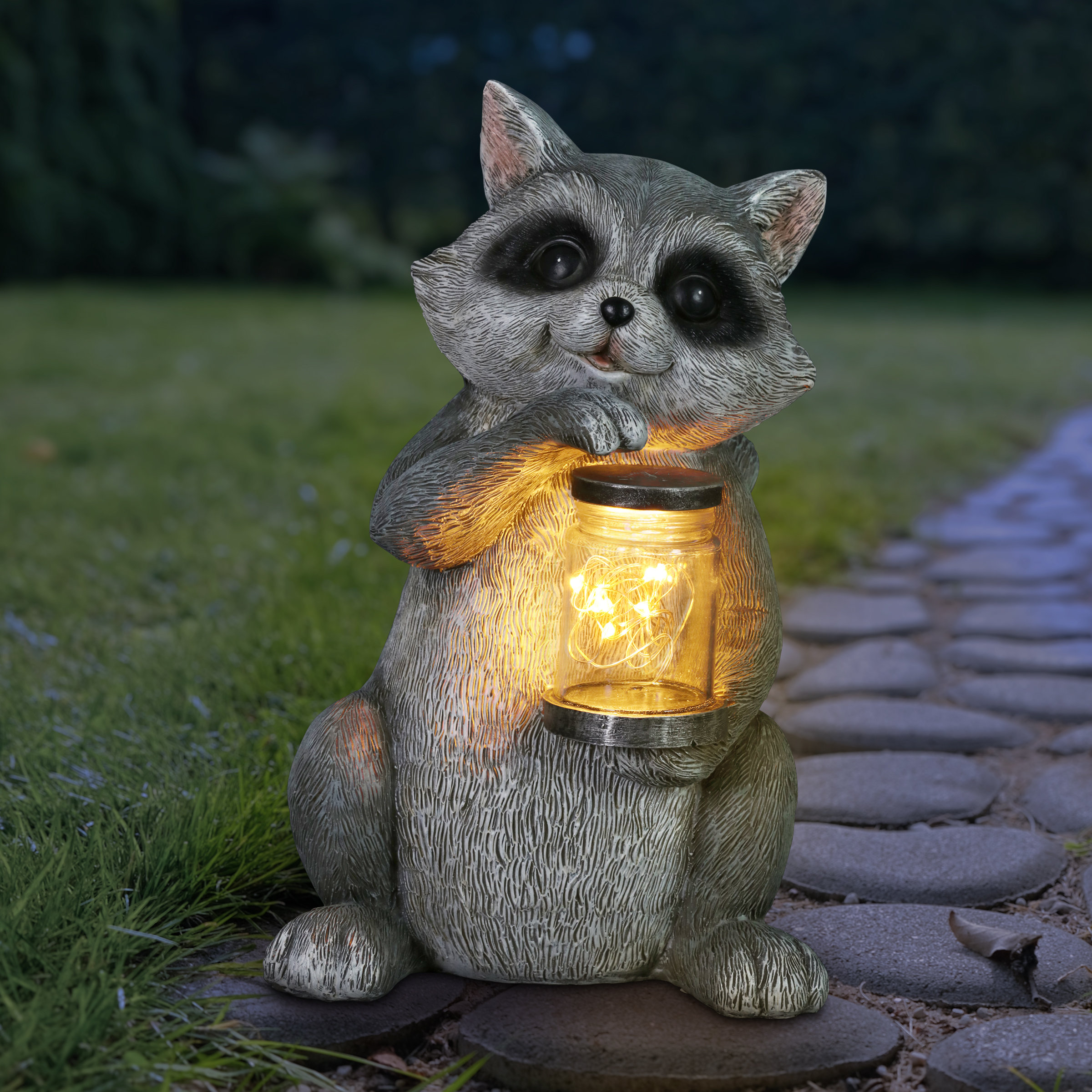 Exhart Raccoon with LED Firefly Jar Garden Statue & Reviews | Wayfair