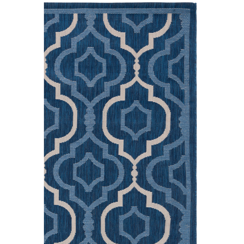 Tapis d'intérieur / extérieur bleu marine / beige, Rectangle 6 pi 7 po x 9 pi 6 po