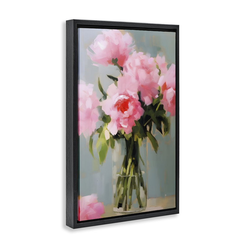 «Confetti Roses Bouquet», toile flottante encadrée dorée par Petals Prints Design, H 25 po x l 17 po