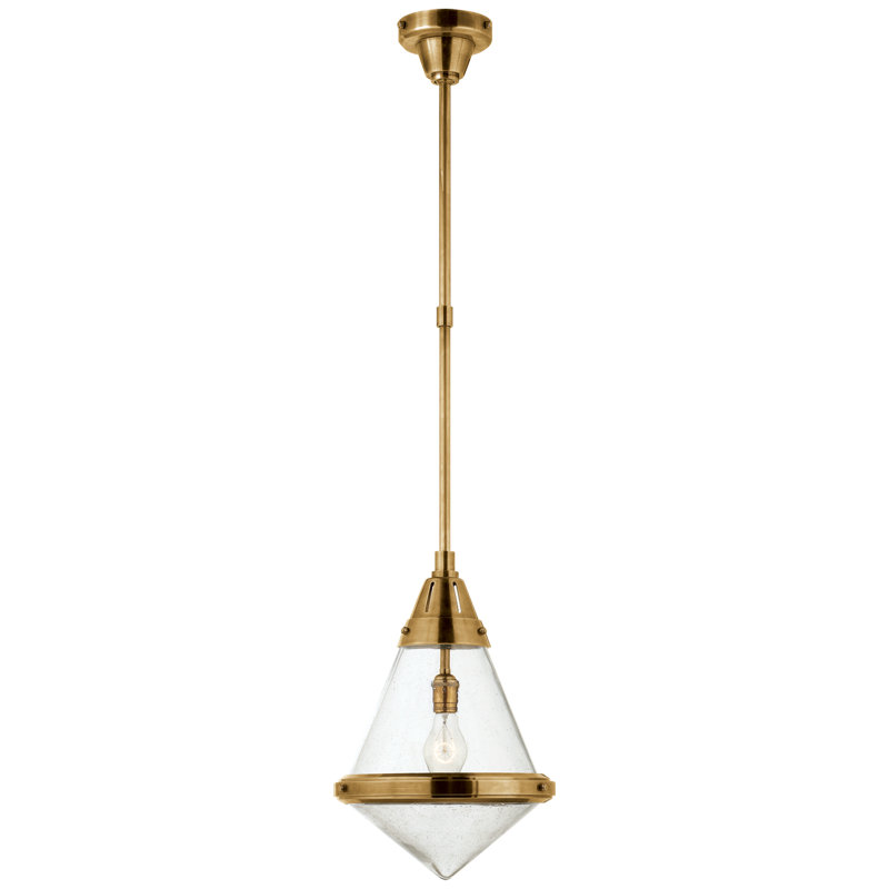 Thomas O'Brien Gale Small Pendant, Seeded, Polished Nickel, 45.75" H x 11.25" W x 11.25" D