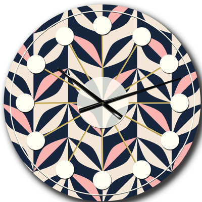 Horloge murale florale rétro motif botanique II - Mid-Century moderne