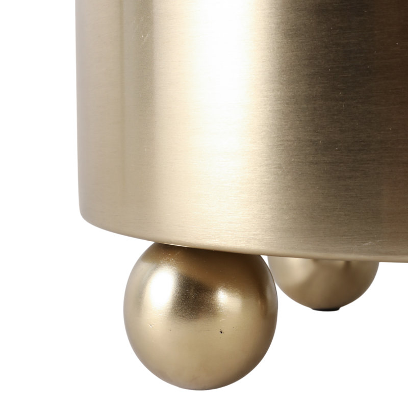 Modern Metal Planters With Spherical Legs And Sleek Dual-Tone Design, Decorative Accent Containers - Set Of 3, Gold