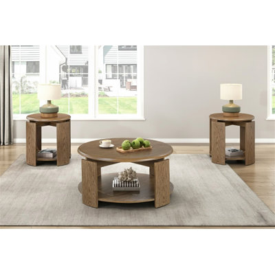 Ensemble de tables basses élégantes 3 pièces Table de bout brun 1X 2 tables de bout avec tablettes inférieures Ensemble de tables de salon