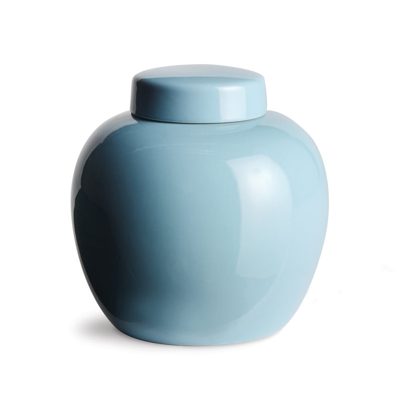 Francina Handmade Ceramic Ginger Jar, 9.5" H x 9" W x 9" D, Blue