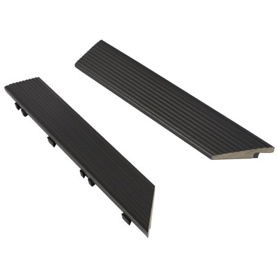 2" x 12" Quick Deck Composite Deck Tile Inside Corner Fascia in Hawaiian Charcoal (2-Piece/Box) 