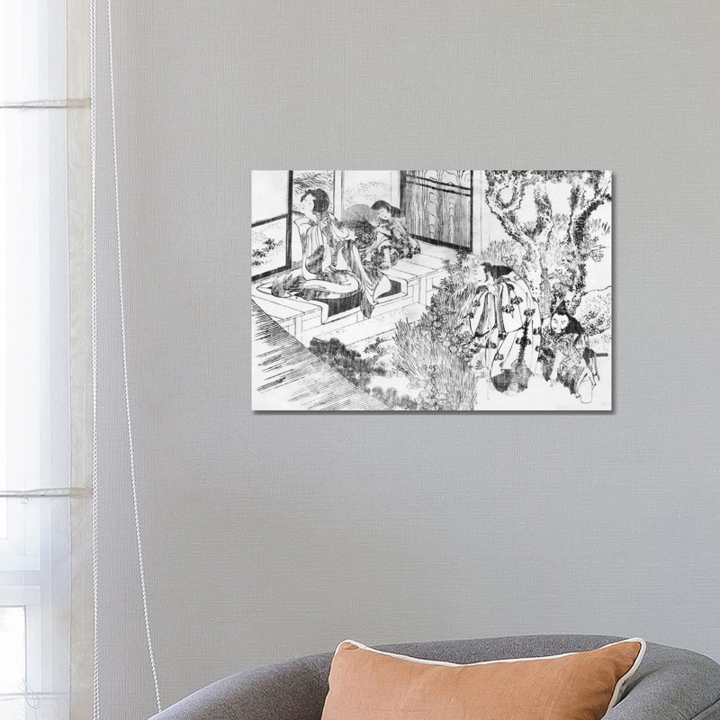 A Man Watching A Beautiful Woman by Katsushika Hokusai - Wrapped Canvas Print, 66.04 cm H x 45.72 cm W x 3.175 cm D
