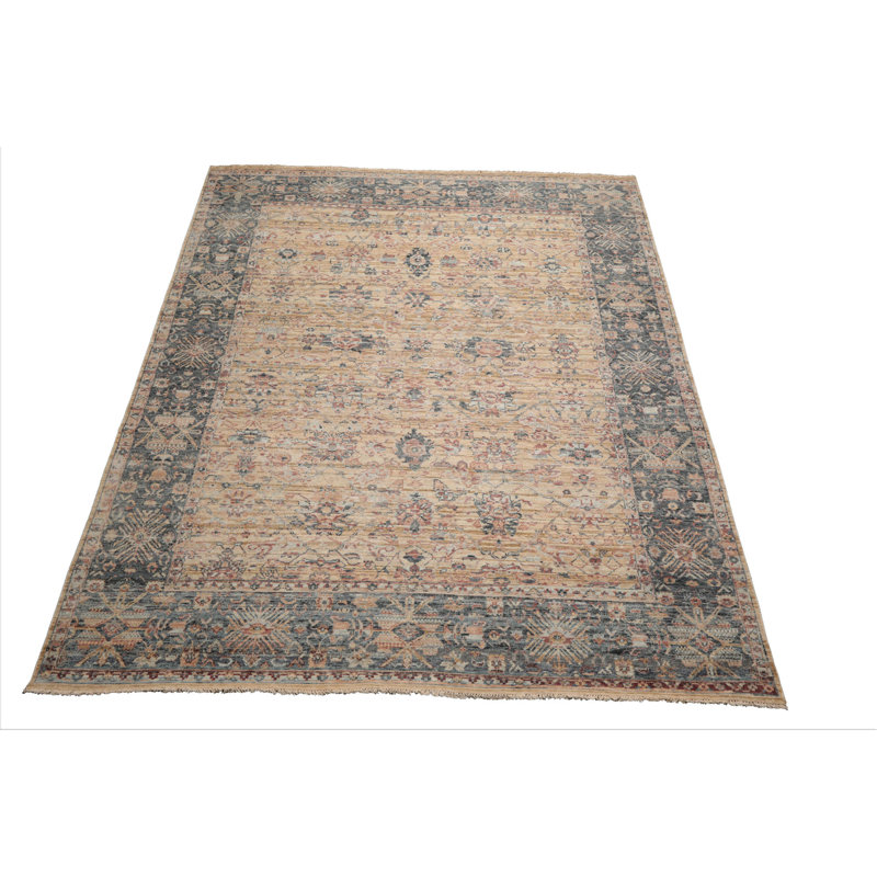 Tapis oriental beige en laine nouée à la main 8 x 8 8 pi