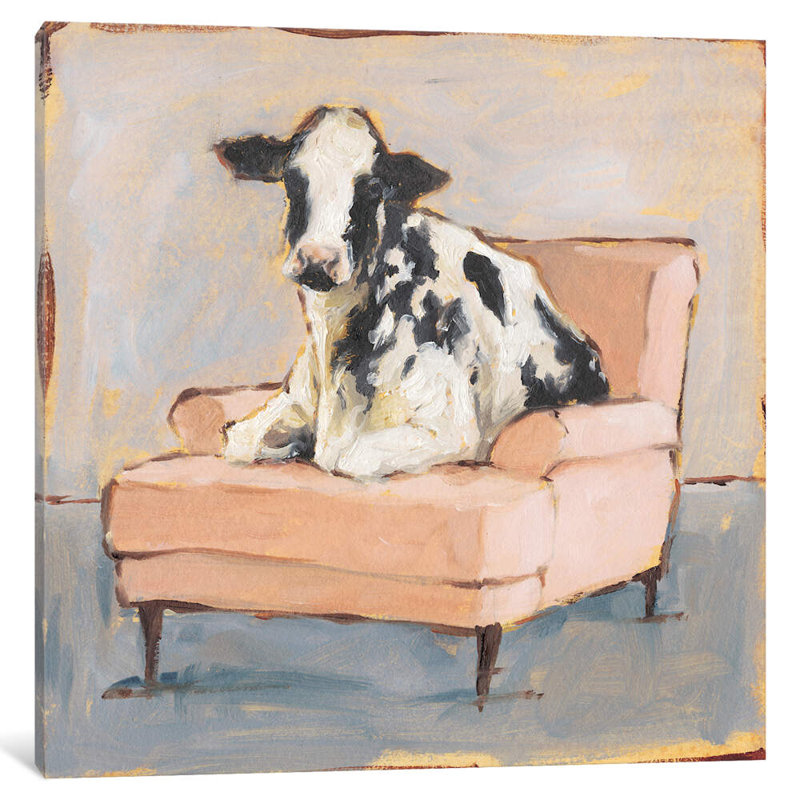 Moo-ving In II by Ethan Harper - Print on Canvas, 45.72 cm H x 45.72 cm W x 1.91 cm D, No Frame