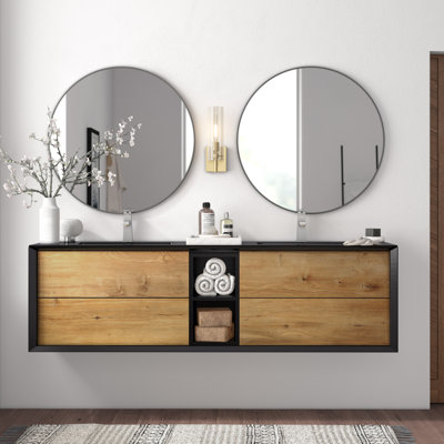 Kiskimere 74.8" Wall-Mounted Double Bathroom Vanity Set