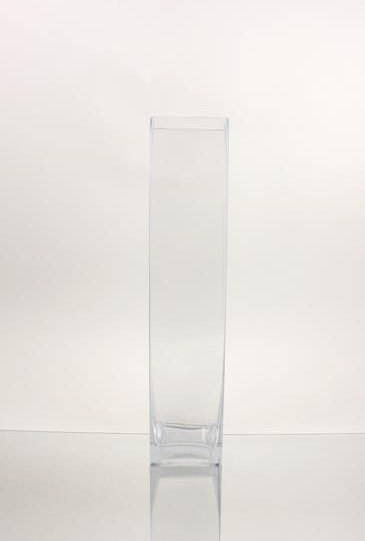 Vase carré en verre, H 18 po x l 4 po x p 4 po