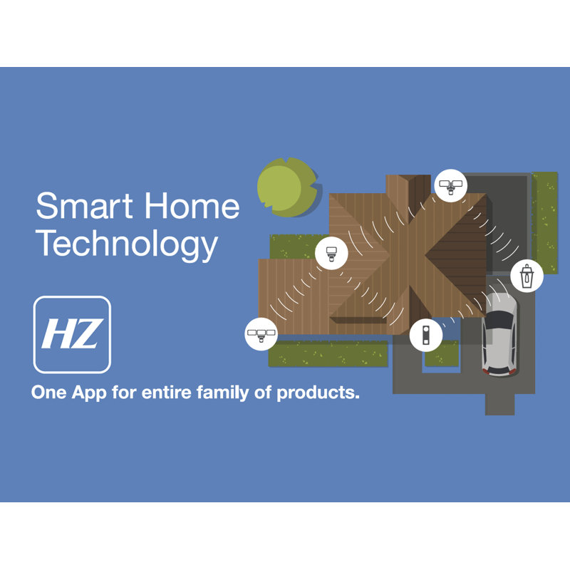 HZConnect Smart 2 - Head LED Hardwired Dusk to Dawn Outdoor Security Outdoor Security Flood Light with Motion Sensor and Timer