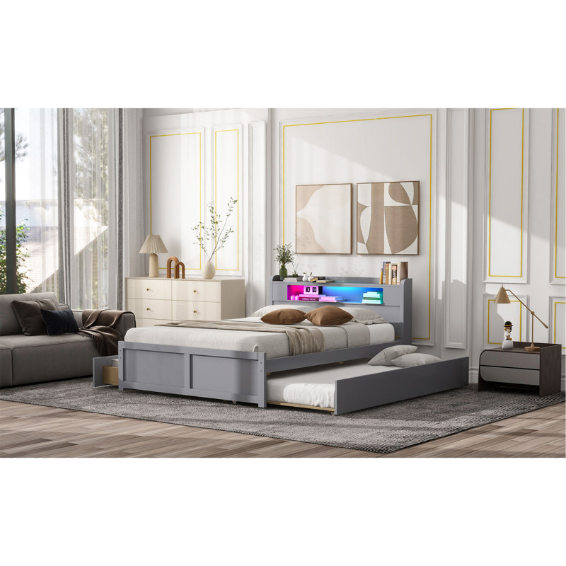 Lit plateforme en bois Casidhe, Gris