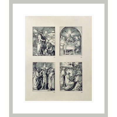 La série «Petite passion»: (dans le sens des aiguilles d'une montre), le Christ apparaît à la Magdalen comme un jardinier le Christ à Emmaüs Christ et le doutant Thomas Ascension par Albrecht Dürer - Impression Giclée encadrée
