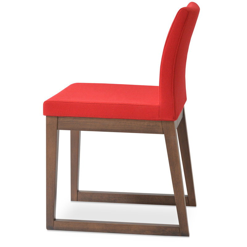 Aria Sled Wood Dining Chair, Red Wool