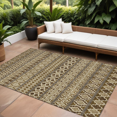 Tapis intérieur / extérieur lavable quadrilobe 10 'x 14' taupe