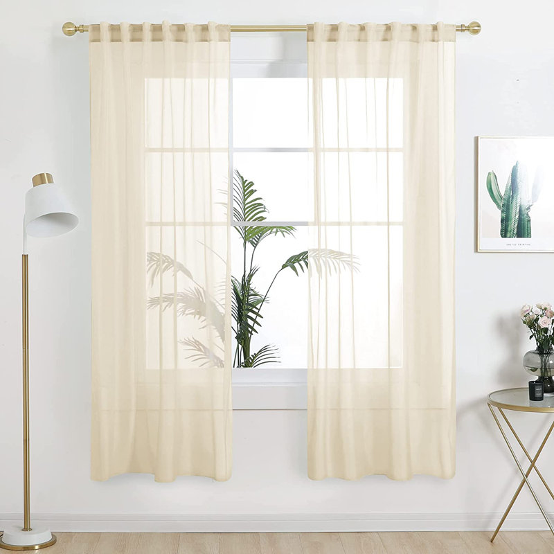 Sheer Curtain Panel Pair, 52" W x 72" L, Gray