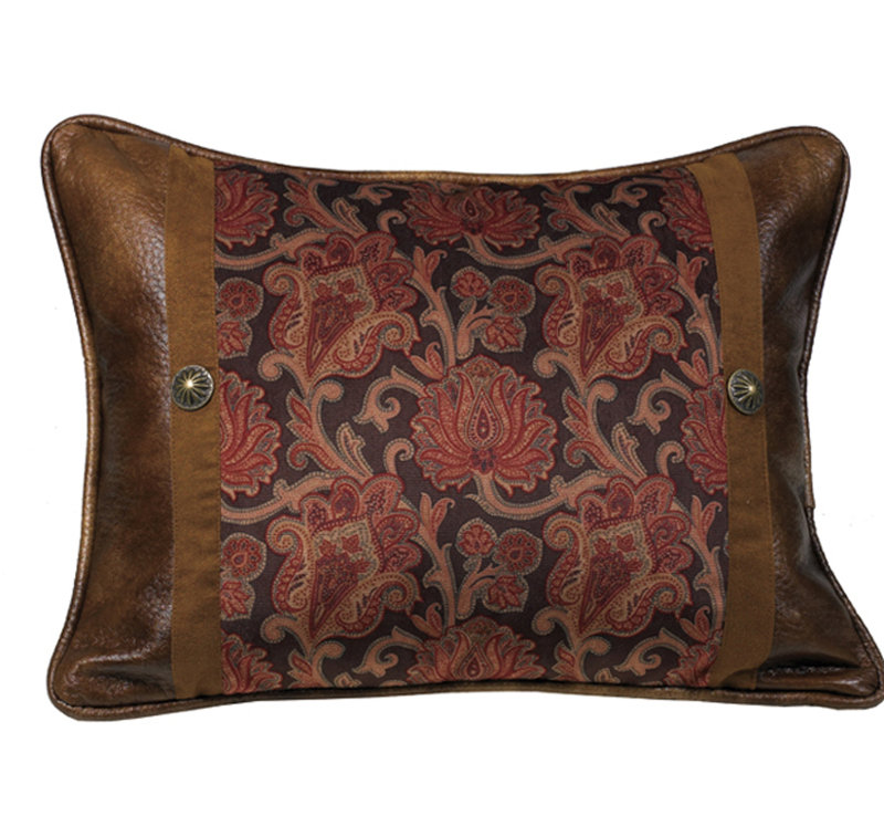 Austin Paisley Faux Leather Reversible Throw Pillow