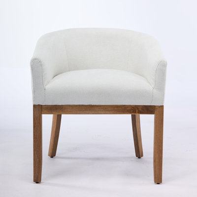 Mid Century Modern Upholstered Barrel Dining Chairs With Arms, Ideal For Farmhouse Kitchens, Dining Rooms And Living Spaces