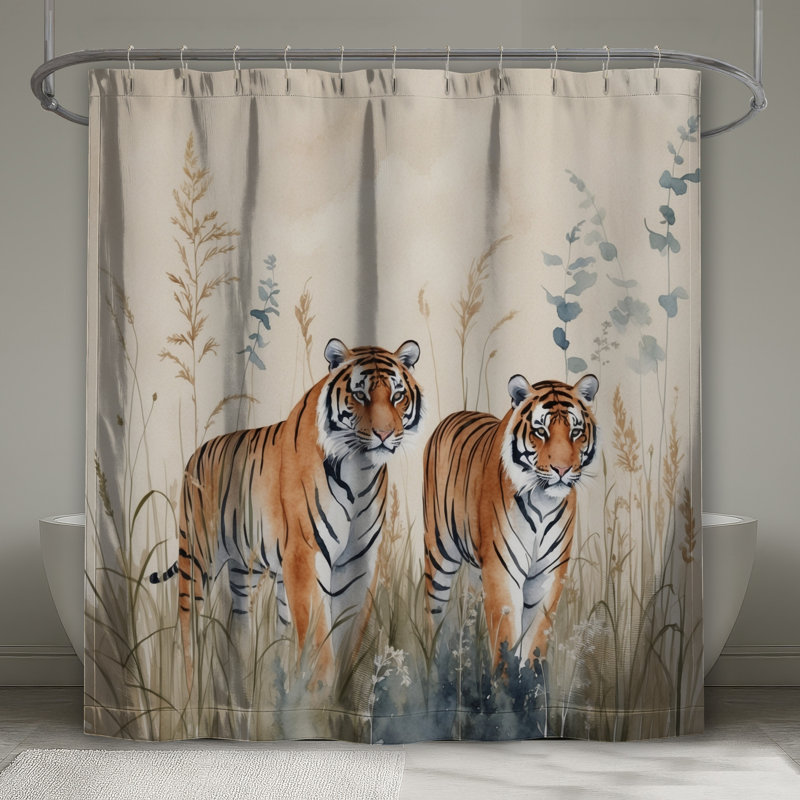 Rideaux de douche Two Tigers In Grass, L 70 po x H 84 po