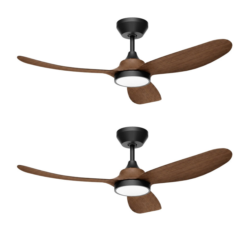 Ensemble de 2 ventilateurs de plafond 42 po avec moteur à courant continu réversible à haut débit d'air, Noir, Noyer