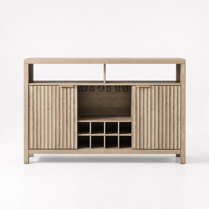 Nicolee 51" W Bar Cabinet, Sand Oak
