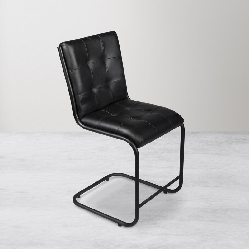 Ebony Leather Counter Chair, Ebony Genuine Leather