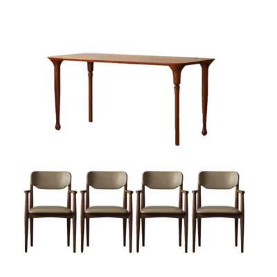 Cherry wood vintage dining table set