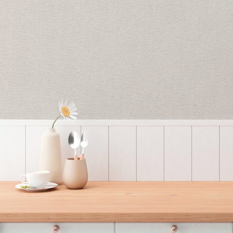 Hygge Home Collection Plain Texture Wallpaper Roll, Beige