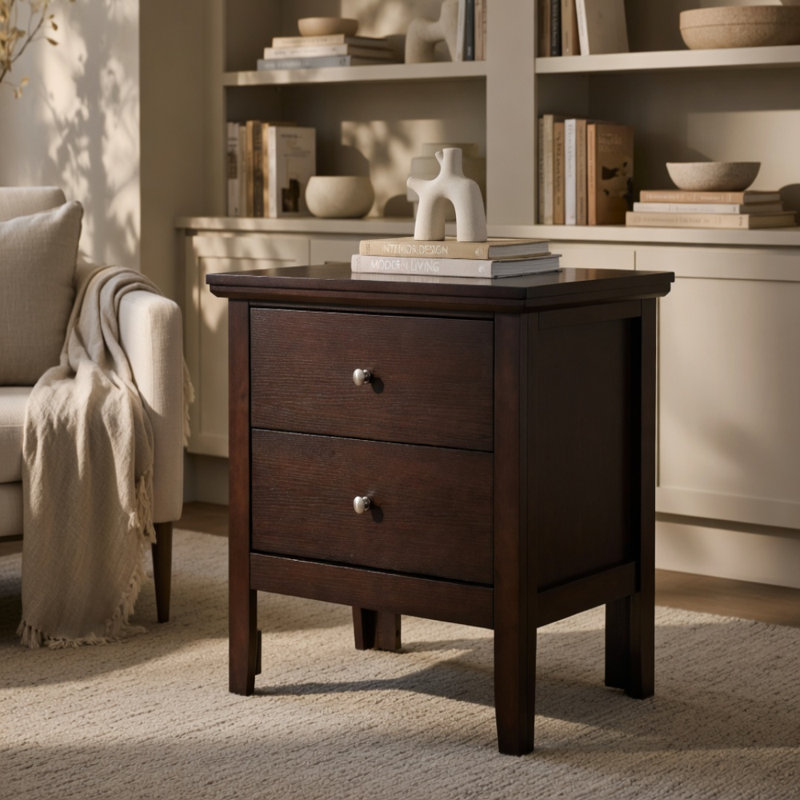 Table de chevet chic avec tiroirs de rangement, Espresso
