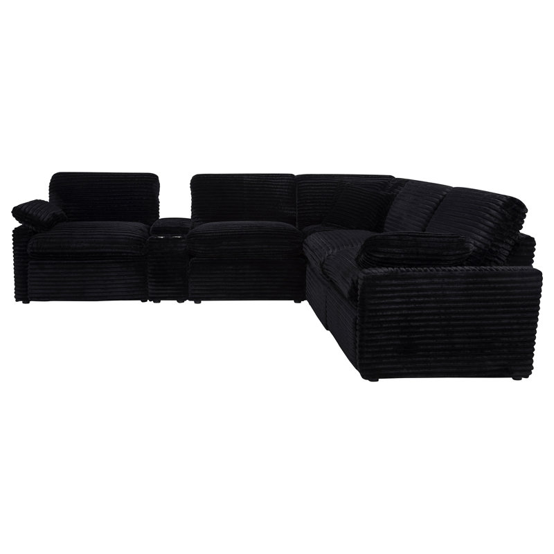 Canapé modulaire inclinable électrique 6 pièces Collins, Black Corduroy