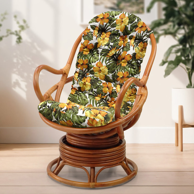 Chaise berçante Alliana, Velours à motif floral, Marron clair