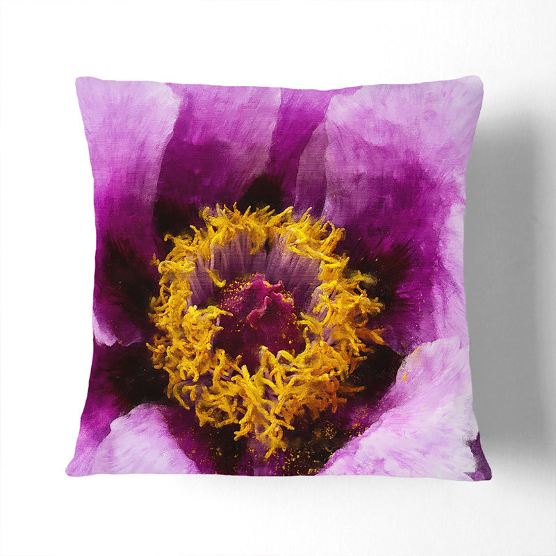 Purple Peony Flower Vol.1 Painting Square Throw Cushion, 55cm H x 55cm W x 20cm D