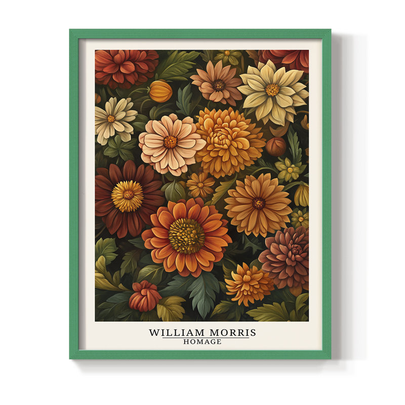 Imprimé encadré de la série XXI de William Morris - Bois massif, H 11 po x l 9 po, Vert