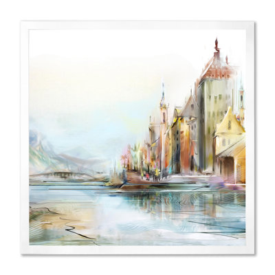 Zurich au bord de la rivière en après-midi - Peinture sur toile