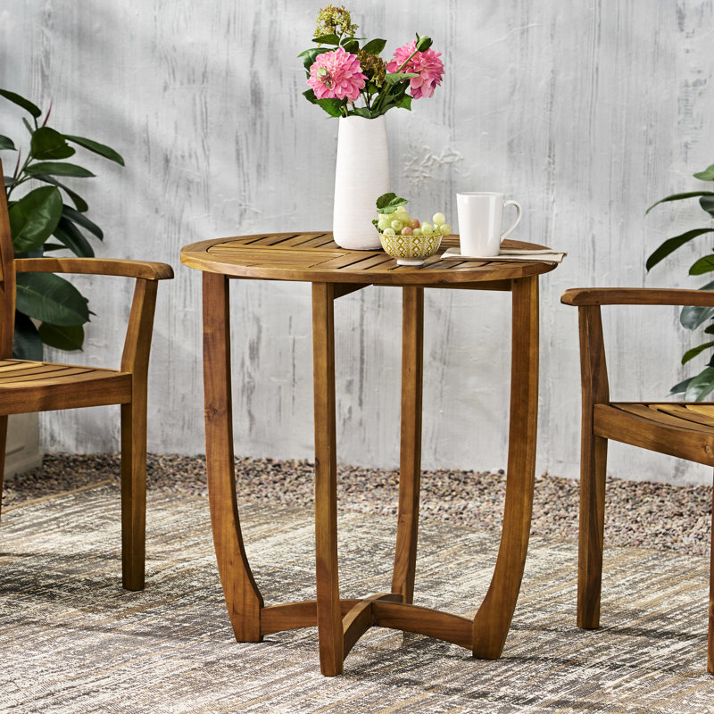 Wood 27.5" Rustic Table - Enhancing Outdoor Area With Slat Style Construction