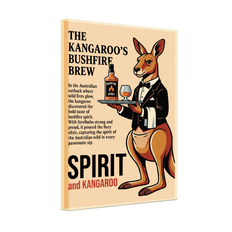Fashion Kangaroo en smoking tenant une bouteille d'esprit, H 18 po x l 12 po
