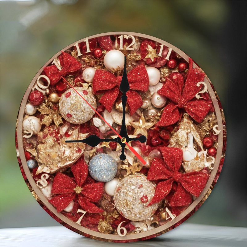 Horloge de Noël-Face-Arcs-Ornements