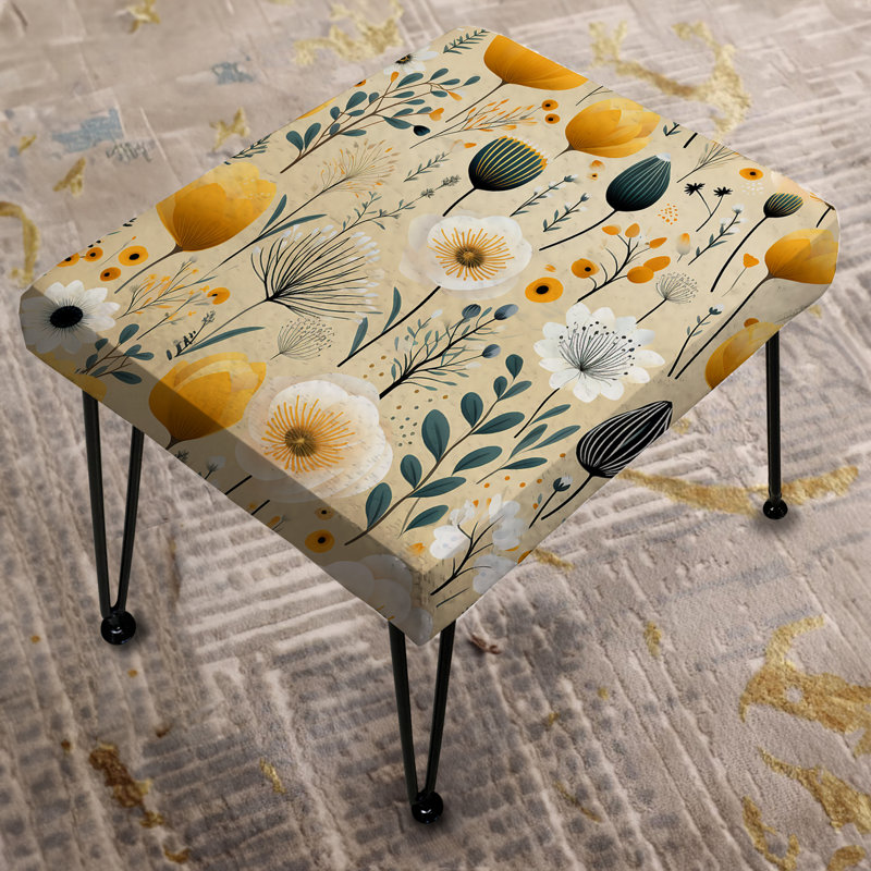 Cottage Yellow And Beige Garden Grace I - Floral Rectangle Ottoman