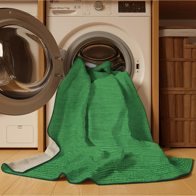 Tapis vert uni lavable à la machine, Rectangulaire 2 pi x 3 pi