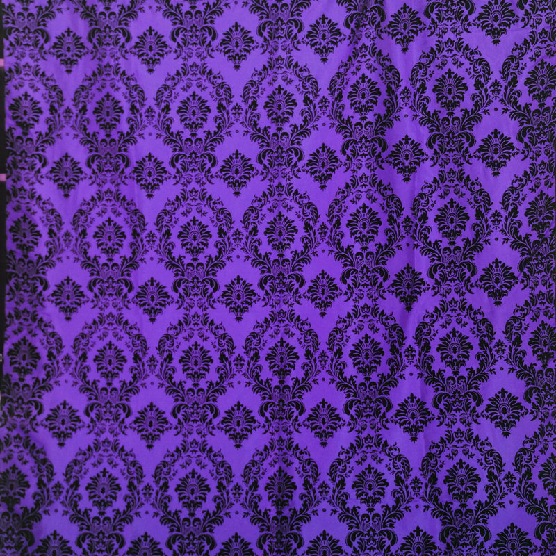 Damask Tailored Window Valance, 120" W x 9" L, Black/Purple