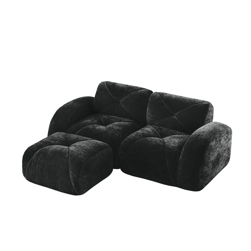L-Shaped Boneless Sofa, 29.9" H x 80.3" W x 67.3" D, Black